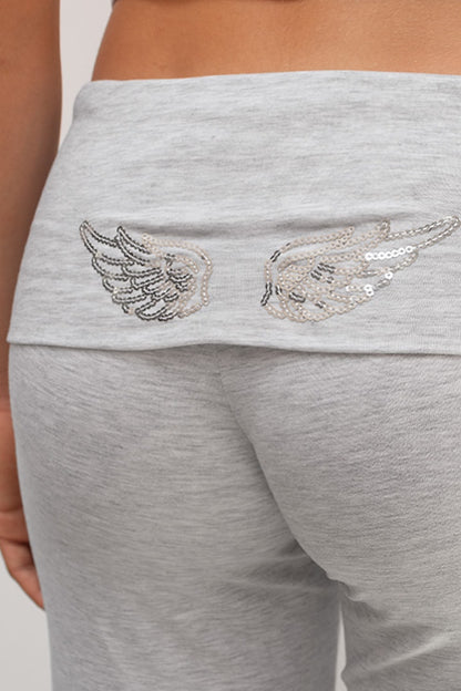 Cuffed pants with wings